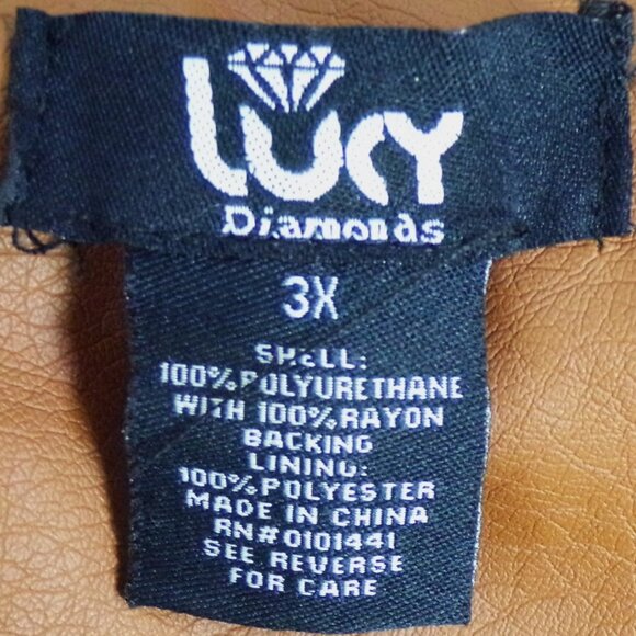 LUCY DIAMONDS size 3X russet-brown faux-leather zip-front jacket PU outer - Picture 15 of 16